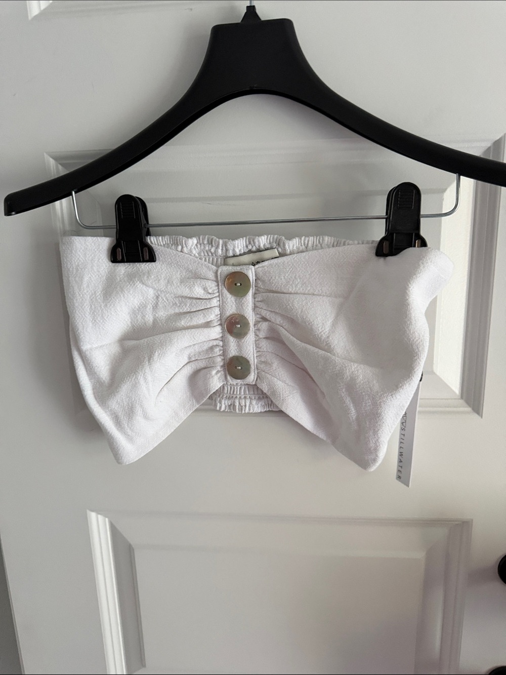 White Bow cotton Bandeau Top with Button Front small